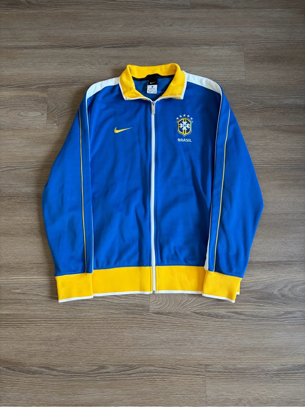 Nike Brasil CBF Track Jacket Blue Yellow XL Vintage Soccer